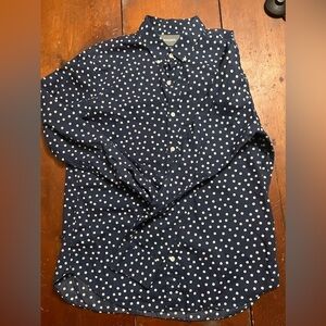 Bonobos Men’s large slim fit baby blue polka dot button down shirt